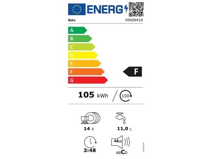 Beko DIN26410 energetický štítek