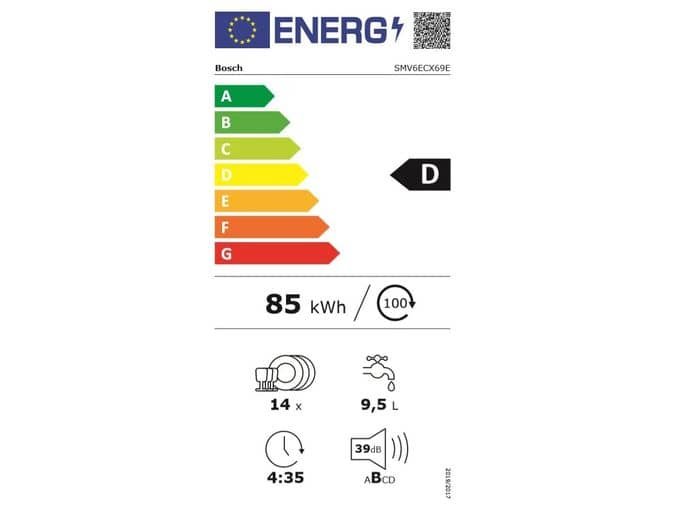 Bosch SMV6ECX69E energetický štítek