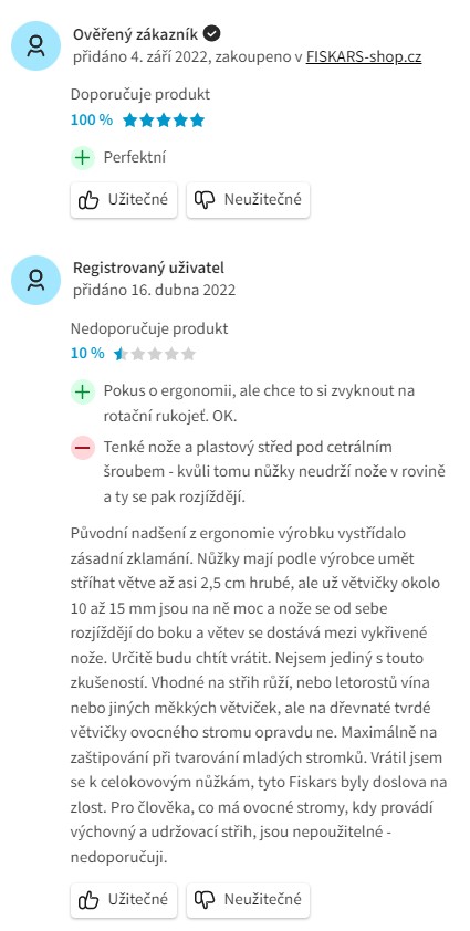 Recenze a zkušenosti se zahradními nůžkami Fiskars PowerGear X P961